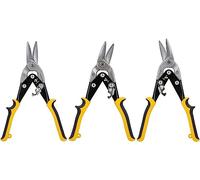 TOUGH MASTER Lot de 3 cisailles d'aviation en acier Cr-V de 250 mm, parfaites pour couper des feuilles d'aluminium et de métal, cisaille à étain aéronautique robuste avec poignée antidérapante en TPR