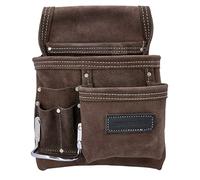 TOUGH MASTER Pochette à outils de ceinture, 3 poches multiples en daim pour le travail des ongles, organisateur de bricolage pour les constructeurs, charpentiers, jardiniers, électriciens