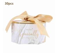 TOUISEDGI Candy Box Paper Gift Boxes Wedding Party Favors Ribbon Elegant Design Ideal Wedding Baby Shower Jewelry White (Marble gold)