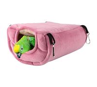 TOUISEDGI Parrot Nest Plush Hammock Windproof Warm Hanging Swing Bed Cave for Pet Bird Pink Crystal Velvet Material S L Sizes (S)