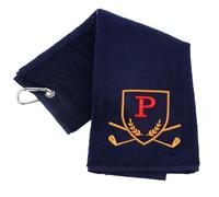 Toujours en bonne apparence Serviette de golf avec broderie monogrammée lettre initiale de luxe en velours 50 cm x 40 cm Serviette de golf brodée personnalisée avec clip mousqueton - Cadeau - Cadeaux