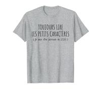 Toujours Lire Les Petits Caractères - Futur Parrain 2026 T-Shirt, Homme, Gris Chiné, S