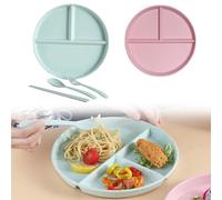 Toulifly Assiettes Divisées, 2 Pcs Assiette Plastique Reutilisable, Incassables Assiette Reequilibrage Alimentaire Adulte Enfant, Assiettes à Dessert, Assiettes de Pique Nique