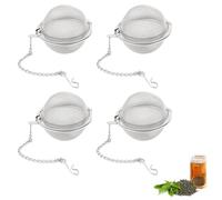 Toulifly Filtres à Thé, Boules à Thé, 4pcs Filtre à Thé avec Chaîne, Passoire à thé en acier inoxydable, Infuseur à Boules de Thé, Filtre à épices pour tasse à thé en vrac, Pour la plupart des tasses