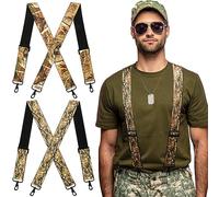 Toulite Lot de 2 bretelles camouflage robustes pour homme avec 4 crochets solides pour la chasse, le travail, bretelles réglables en X 5,1 cm, Multicolore, taille unique