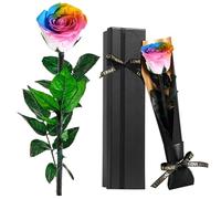Touloube Rose Eternelle Préservée, Fleur Multicolore Cadeau Femme, Idee Rosee Cadeau Anniversaire Femme pour Elle, Cadeau Inclusif Unique, Présent LGBT+ Fête des Mères, Anniversaire Enfant Adoptif
