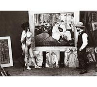 Toulouse-Lautrec et modèle nu dans son atelier debout devant son tableau de 1893 Au Salon de la rue des Moulins Henri Marie Raymond Toulouse-Lautrec alias Henri de Toulouse-Lautrec 1864-1901. Artiste