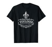 Toulouse Ville Rose France Ornée Fleur de Lis Blanc T-Shirt Graphique avec Valeur