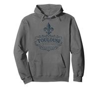 Toulouse Ville Rose France Ornée Fleur de Lis Bleu Marine Sweat à Capuche
