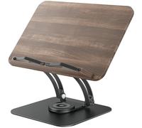 Tounee Support de livre pour la lecture, support de livre réglable avec base pivotante à 360°, support de livre de recettes, support de livre de recettes avec clips élastiques pour pages-Noir