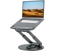 Tounee Support Ordinateur Portable, Support Laptop Réglable avec Base Rotative à 360°, Support Ergonomique pour Ordinateur Portable, s'adapte à Tous Les Ordinateurs Portables de 10 à 17", Gris