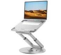 Tounee Support Ordinateur Portable, Support Laptop Réglable avec Base Rotative à 360°, Support Ergonomique pour Ordinateur Portable, s'adapte à Tous Les Ordinateurs Portables de 10 à 17", Argenté