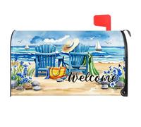 TOUNER Couvertures de boîte aux lettres de bienvenue côtière, boîte aux lettres magnétique bleue, décoration de boîte aux lettres de plage pour extérieur, jardin, cour, porche, boîte aux lettres d'été