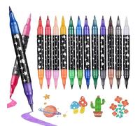 Touosy 12 Pièces Feutre Paillette Double Tête, 24 Couleurs Séchage Rapide Stylo Paillette À Base D'eau, Feutres Paillettes Difficile à Estomper pour Coloration, Dessin Projets de Bricolage