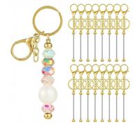 Touosy 16 Pièces Kit Porte abriquer Barres de Clés Métalliques Vierges, Kit Porte Clé Universal pour DIY, Fabrication de Bijoux, Bracelet Téléphone Portable Bijoux de Téléphone (Or