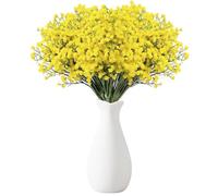 Touosy 18 Pièces Fleur Artificielle Gypsophiles Bouquet Fleurs Séchées Petite Plante Artificielle Interieur Décoration Chambre avec Bouteille pour Mariage Maison Cheveux DIY Arrangement (Jaune)