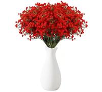 Touosy 18 Pièces Fleur Artificielle Gypsophiles Bouquet Fleurs Séchées Petite Plante Artificielle Interieur Décoration Chambre avec Bouteille pour Mariage Maison Cheveux DIY Arrangement (Rouge)