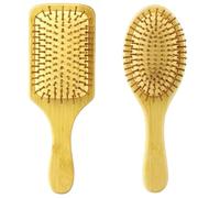 Touosy 2 Pièces Brosse Cheveux Bouclés Bambou Brosse Demelante Cheveux Curl Brush Naturel Composée de Rond Carré Brosses Idéale pour les Longs Lisses et Boucles Femmes Hommes Enfants