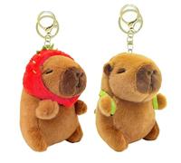 Touosy 2 Pièces Capybara Porte Clé Mignon, Porte Clef Peluche Super Doux, Peluche Capybara Pendentif Animal Femmes Sac Accessoires Portes Clef pour Enfants Adultes Amis Cadeau
