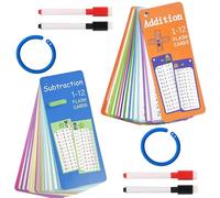 Touosy 30 Pièces Table de Multiplication Flash Cards Jeu Educatif avec 2 Marqueurs Effaçables à Sec pour la Maison et la Salle Classe Cadeau Rentrée Scolaire (Addition et Soustraction)