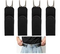 Touosy 4 Pièces Ceinture Sans Boucle For Men Women, Ajustable No Buckle Waist Strap, Metal Hook Elastic Belt Ceinture Paresseuse Invisible Élastique Extensible pour Marche Quotidienne Travail Voyage