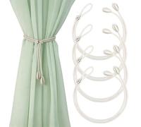 Touosy 4 Pièces Embrasse pour Rideaux Haute Qualité, Attache Rideau Style Bohème Ajustable, Embrasse Rideau Blanc Cassé Tissé à Main pour la Décoration des Rideaux de La Maison et du Bureau