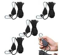 Touosy 4 Pièces Tendeur Sangle a Cliquet, Corde a Cliquet Réglable Poulie Retractable, Corde de Tente Réfléchissante 4M pour Fixer Une Tente en Plein éQuipement Essentiel pour Camping Voyage Noir