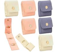 Touosy 6 Pièces Boite a Bijoux Voyage Mini, Pochette Bijoux Cadeau avec Boucle, Trousse de Voyage Portable Pliable et Sécurisée Anti-Perte Pour Boucles D'Oreilles Bagues Colliers Pour Voyages