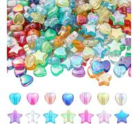 Touosy 600 Pcs Perles pour Bracelet, Perles en Forme d'étoile Plusieurs Couleurs Beads Cœur Comprend des étoiles et des Cœurs Pony Beads 10 mm pour Bracelets Création de Bijoux Pendentifs Porte clés