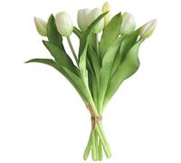 Touosy 7 Pièces Tulipe Artificielle Bouquet de Fleurs Artificielles Fausse Fleur Decoration pour Décoration Table Fête Mariage Maison Fête Bureau Hôtel Réception Idées Bricolage (Blanc)
