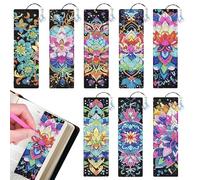 Touosy 8 Pièces Diamond Painting Marque Page 5D Bricolage Signets de Peinture Diamant Mandala Comprend des Outils Diamond Painting Enfant Marque Page pour Anniversaire et L'obtention du Diplôme (A)
