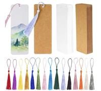 Touosy 90 Pièces 14 x 4,9 CM Marque Page Vierges Accessoire Lecture Etiquette Cadeau Papeterie Bureau avec Trou Gland pour Bricolage Artisanat Cadeau Fête Etiquettes Cadeaux (Blanc + Brun)