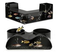 Touosy Lot de 2 Tunnel Aquarium Cachette, Grotte Aquarium Cachette Aquarium (17,6/12,8cm) Plastique à 2 Entrées 360° Vue pour Crevettes Poissons Crabes, Décors Noirs Cadeaux Pratiques