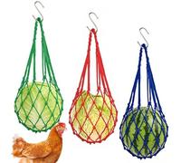 Touosy Lot de 3 Premium Filet Poule à Suspendre avec Crochets, Mangeoire Poules Durable Filet Anti Oiseaux, Accessoire Essentiel pour Poulailler Idéal pour Légumes Fruits, Convient aux Canards