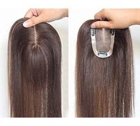 Toupee à Pince Cheveux Brésilienne Cheveux à clips Remplacement Supérieure Lace Topper pour les Femmes avec Cheveux Clairsemée et Blanc 7 * 11CM 30CM Brun Foncé