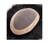 Toupee homme Perruque homme postiche cheveux humains respirant mono top avec peau PU autour prothèse capillaire Prothèses capillaires(1#,8x10)