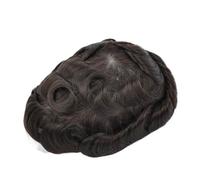 Toupee homme Postiche en cheveux humains naturels avec gris for homme, prothèse capillaire dentelle suisse, perruque indienne PU for Prothèses capillaires(2#)
