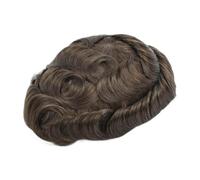 Toupee homme Postiche en cheveux humains naturels avec gris for homme, prothèse capillaire dentelle suisse, perruque indienne PU for Prothèses capillaires(3#)