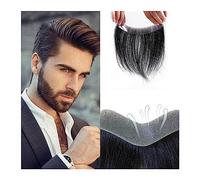 Toupee homme Postiche frontale 100% vrais cheveux humains, toupet en forme de V PU, Base peau fine, remplacement la ligne des du front for hommes Prothèses capillaires(7x17cm-D style)