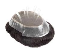 Toupee homme Prothèse capillaire for hommes Système de cheveux en dentelle française Toupet for Postiche humains Remy Poly Around Remplacement respirante for Prothèses capillaires(Off Black,7x9)