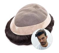 Toupee homme Prothèse capillaire masculine à dessus mono fin avec base en poly-peau autour du système de remplacement humain 15 cm Prothèses capillaires(1B,8x11)