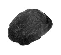 Toupee pour Hommes Postiche en cheveux humains naturels avec cheveux gris for homme, prothèse capillaire en dentelle suisse, perruque indienne en PU for homme Postiches pour Hommes(1B20#)
