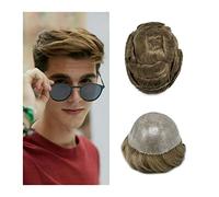 Toupee pour Hommes Toupet for hommes cheveux humains 0.1-0.12mm Transparent injecté PU peau mâle toupet postiche naturelle délié moyen blond hommes système de remplacement de cheveux Postiches pour Ho