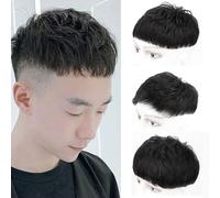 Toupet à clipser pour hommes, postiche courte en cheveux humains avec bande toupet pour la perte de cheveux masculine au quotidien(C,16 * 18CM)