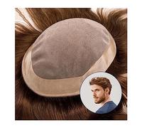 Toupet Cheveux 6" Système de cheveux humains droits Fine Mono Top et PU Périmètre Hommes Toupet 120% Densité 4# Couleur Marron Respirant Mâle Prothèse De Cheveux Perruque for Hommes Perruque pour Homm