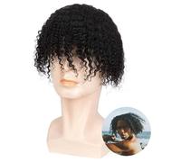 Toupet Cheveux Postiches bouclés profonds for hommes, haut mono fin et périmètre en PU, toupet, prothèse capillaire masculine, système de remplacement de perruque de cheveux humains bouclés et respira