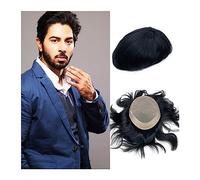 Toupet Cheveux Postiches for hommes avec nœud invisible et dessus en dentelle mono et PU autour du toupet for homme 15,2 cm, perruques de cheveux humains Remy 8 x 10 pouces, système de remplacement de
