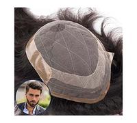 Toupet Cheveux Prothèse de cheveux masculins Base de dentelle française respirante avec Pu autour des hommes Toupet Toupet de cheveux humains naturels Perruque for hommes Unité de systèmes de cheveux