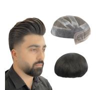 Toupet Cheveux Prothèse de cheveux postiche for hommes, toupet, système de remplacement de cheveux humains, unités capillaires fines, Mono, à combiner avec des cheveux en PU Perruque pour Homme(7x9)