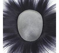 Toupet Cheveux Systèmes de toupet de remplacement for hommes, peau fine, boucle en V, base complète en PU, unités de perruque for hommes, noir naturel, 120% lisses, vrais cheveux humains, prothèse de